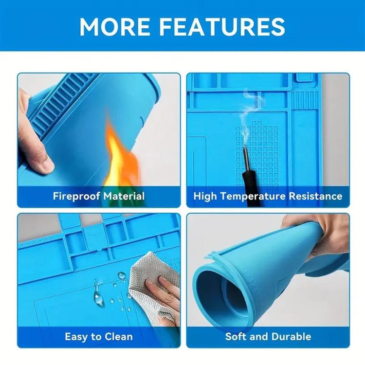 Magnetic Silicone Soldering Mat Heat Resistant Work Mat for Electronics Repair  17.7 x 11.8 Inch