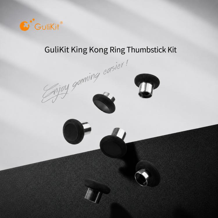 GuliKit NS34 King Kong Ring Thumbstick Kit 6-in-1 Replacement Joystick Caps with 3 Heights Compatible with GuliKit KingKong Controller Series, NS34 Black, NS34 Gray