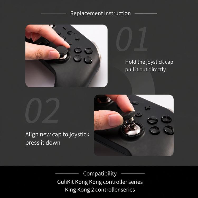 GuliKit NS34 King Kong Ring Thumbstick Kit 6-in-1 Replacement Joystick Caps with 3 Heights Compatible with GuliKit KingKong Controller Series, NS34 Black, NS34 Gray