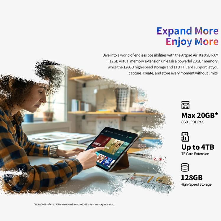 Teclast ArtPad Air Tablet PC, 8GB+128GB, 11 inch Android 15 MTK Helio G100 Octa Core, 4G Network Dual SIM, ArtPad Air