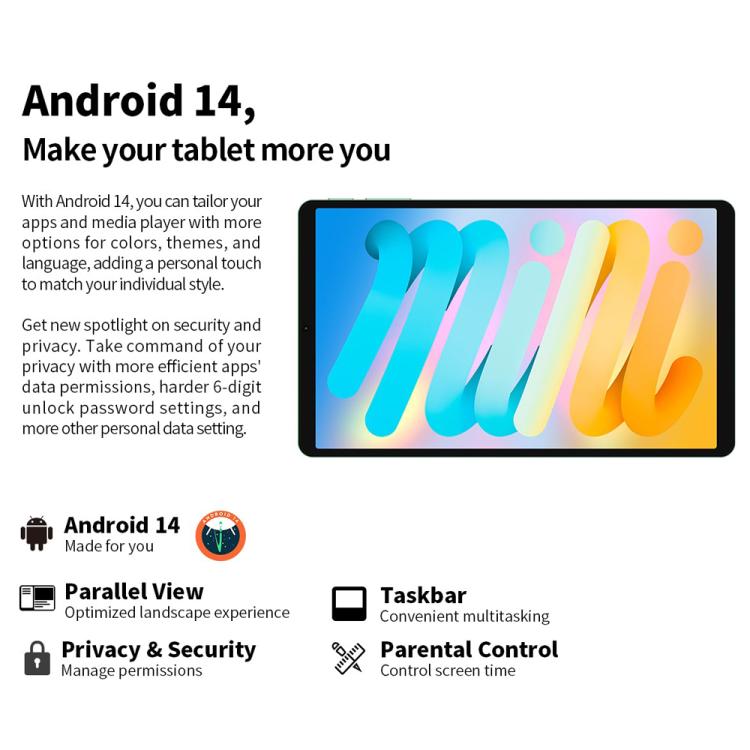 Teclast M50 Mini WiFi Tablet PC, 4GB+128GB, 8.7 inch Android 15 Unisoc T606 Octa Core, M50 Mini