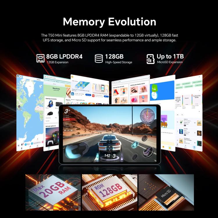 Teclast T50 Mini 4G LTE Tablet PC, 8GB+128GB, 8.7 inch Android 15 MediaTek Helio G99 Octa Core, Support Dual SIM, T50 Mini