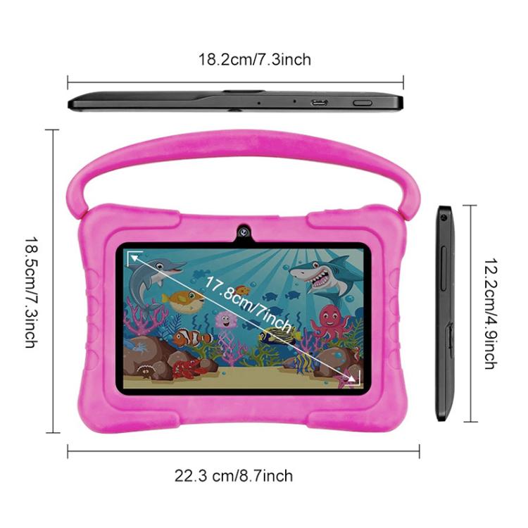 BDF K3 7 inch WiFi Kids Tablet PC with Silicone Case, 2GB+32GB, Android 8.1 MTK6735 Quad Core CPU, US Plug, 4GB+64GB