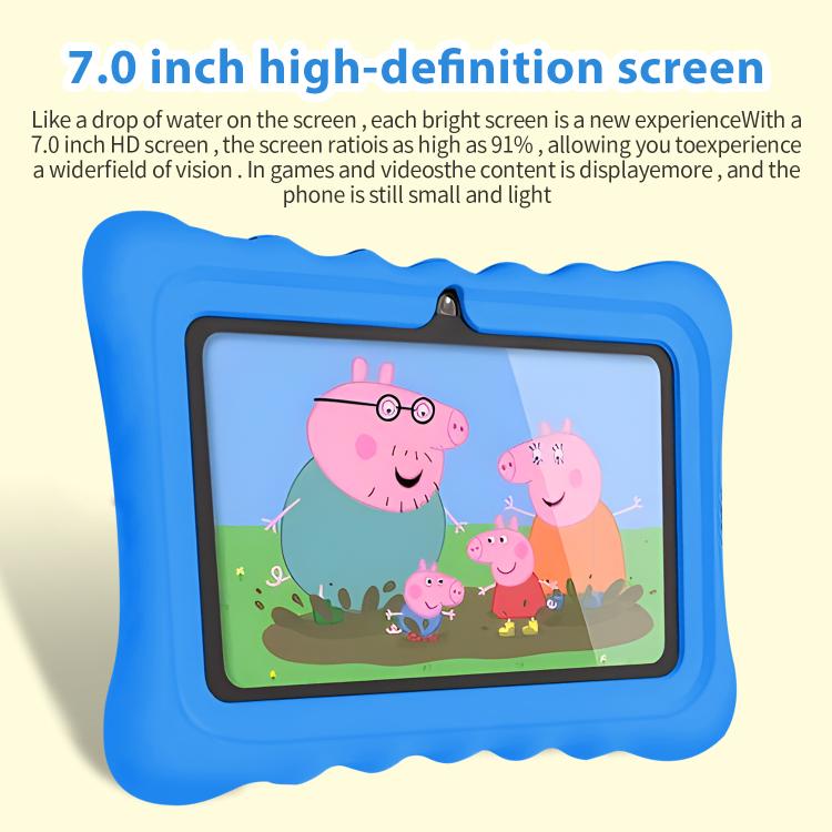 BDF T7 7 inch WiFi Kids Tablet PC with Silicone Case, 1GB+16GB, Android 8.1 MTK6735 Quad Core CPU, US Plug, 3GB+32GB