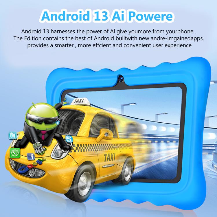 BDF T7 7 inch WiFi Kids Tablet PC with Silicone Case, 1GB+16GB, Android 8.1 MTK6735 Quad Core CPU, US Plug, 3GB+32GB