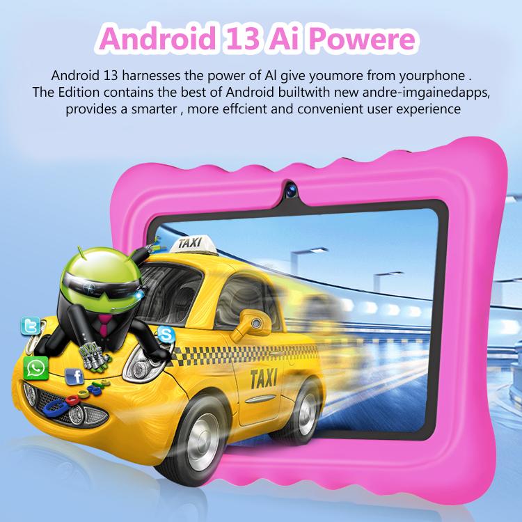 BDF T7 7 inch WiFi Kids Tablet PC with Silicone Case, 2GB+32GB, Android 8.1 MTK6735 Quad Core CPU, US Plug, 4GB+64GB