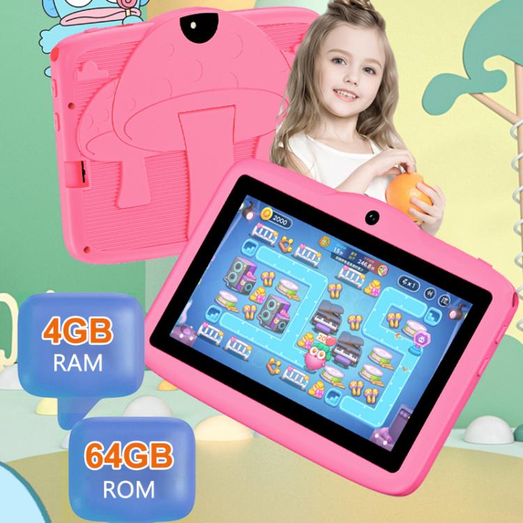 BDF 7 inch WiFi Kids Tablet PC with Mushroom Silicone Case, 2GB+32GB, Android 8.1 MTK6735 Quad Core CPU, US Plug, 4GB+64GB