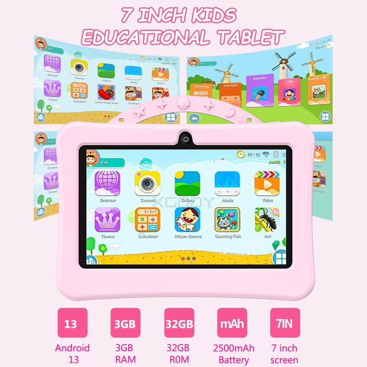 BDF 7 inch WiFi Kids Tablet PC with Portable Astronaut Silicone Case, 1GB+16GB, Android 8.1 MTK6735 Quad Core CPU, US Plug, 3GB+32GB