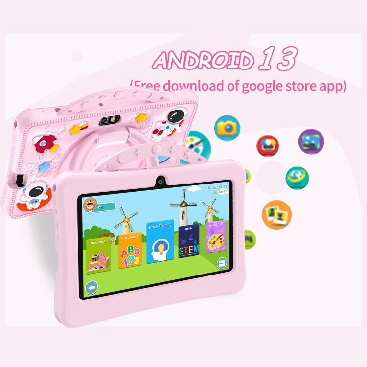 BDF 7 inch WiFi Kids Tablet PC with Portable Astronaut Silicone Case, 1GB+16GB, Android 8.1 MTK6735 Quad Core CPU, US Plug, 3GB+32GB