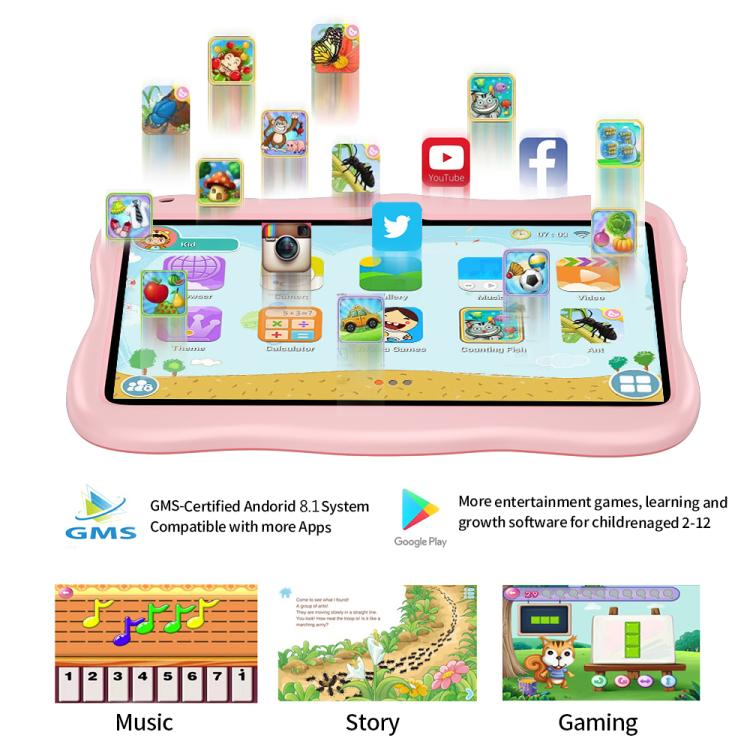 BDF 7 inch WiFi Kids Tablet PC with Spaceman Silicone Case, 1GB+16GB, Android 8.1 MTK6735 Quad Core CPU, US Plug, 3GB+32GB