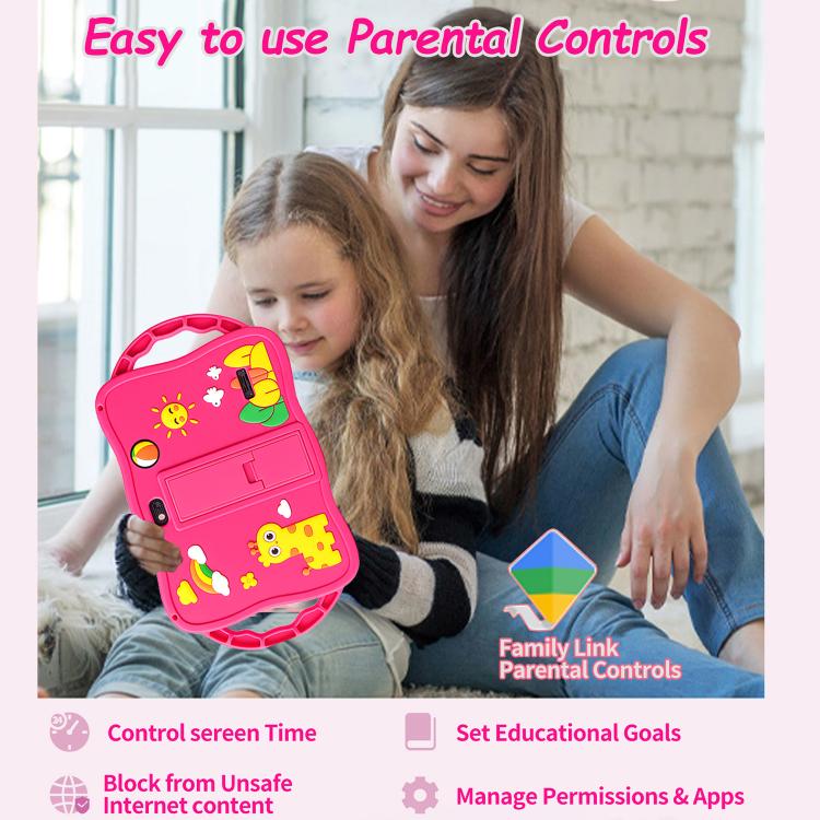 BDF 7 inch WiFi Kids Tablet PC with Giraffe Silicone Case, 2GB+32GB, Android 8.1 MTK6735 Quad Core CPU, US Plug, 4GB+64GB